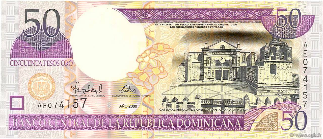 50 Pesos Oro RÉPUBLIQUE DOMINICAINE  2000 P.161a XF
