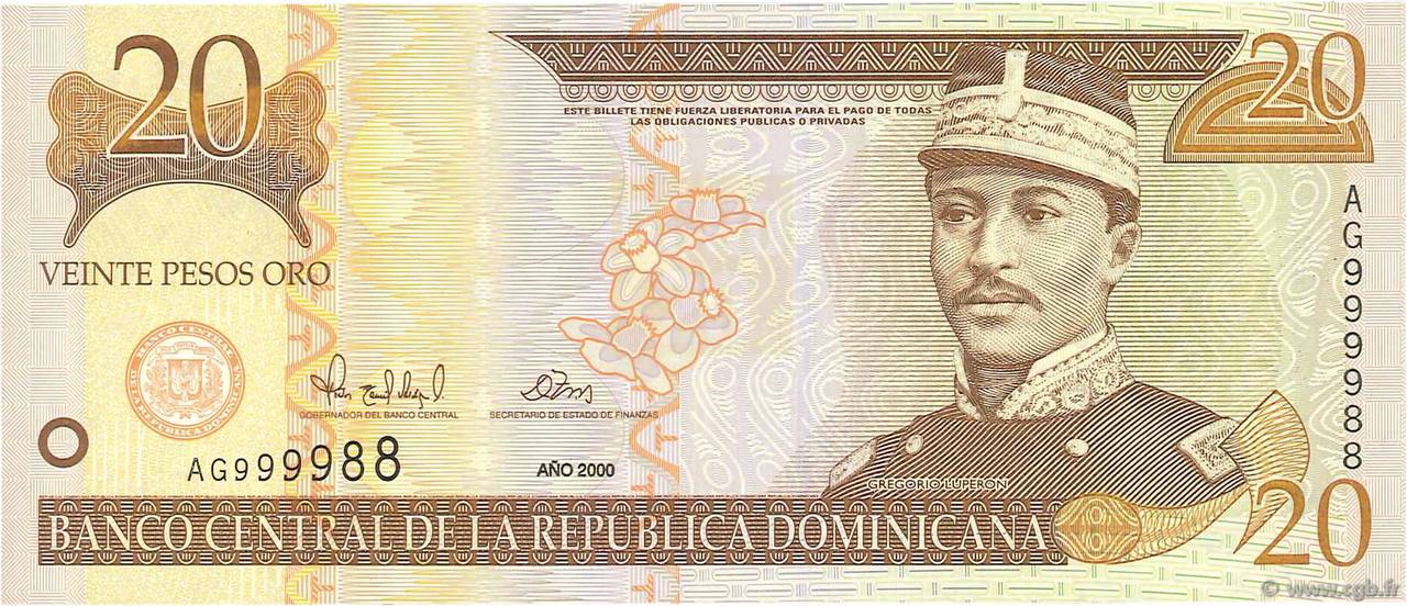20 Pesos Oro RÉPUBLIQUE DOMINICAINE  2000 P.160a NEUF