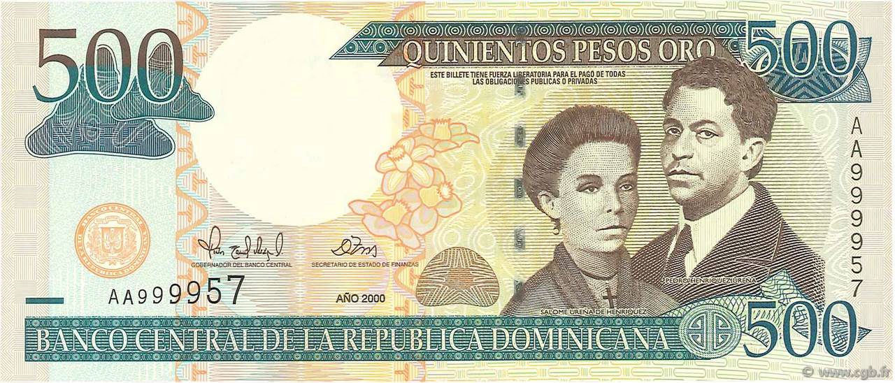 500 Pesos Oro DOMINICAN REPUBLIC  2000 P.162a UNC