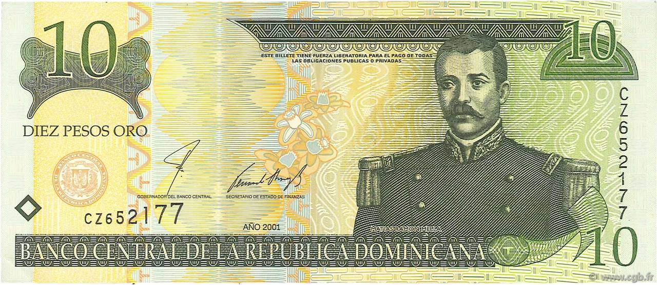 10 Pesos Oro RÉPUBLIQUE DOMINICAINE  2001 P.168a VZ