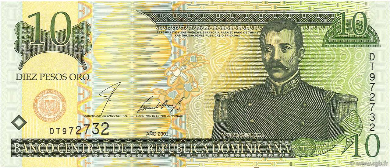 10 Pesos Oro RÉPUBLIQUE DOMINICAINE  2001 P.168a NEUF