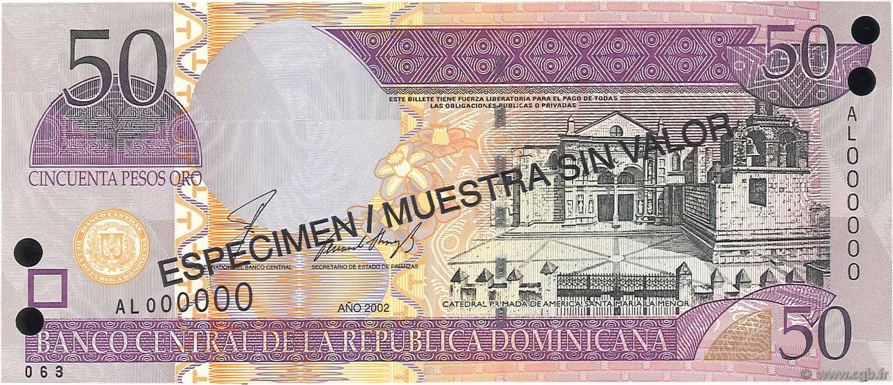 20 Pesos Oro Spécimen RÉPUBLIQUE DOMINICAINE  2002 P.170s2 FDC