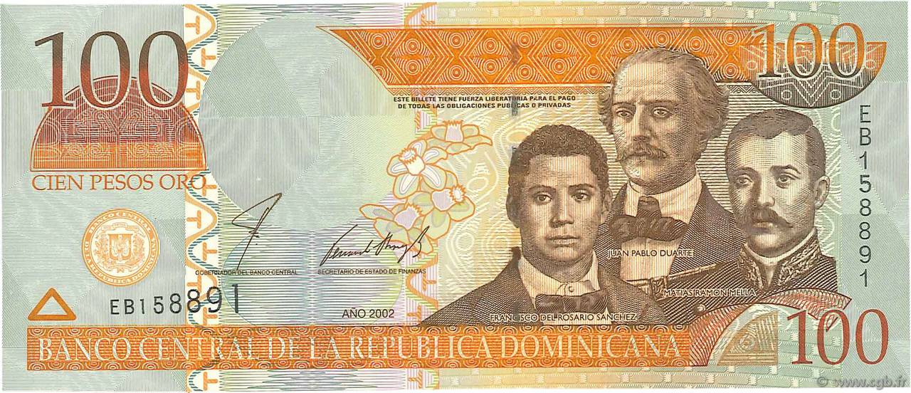 100 Pesos Oro RÉPUBLIQUE DOMINICAINE  2002 P.171b ST