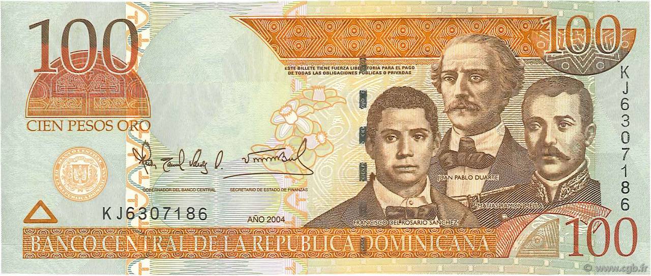 100 Pesos Oro DOMINICAN REPUBLIC  2004 P.171d UNC