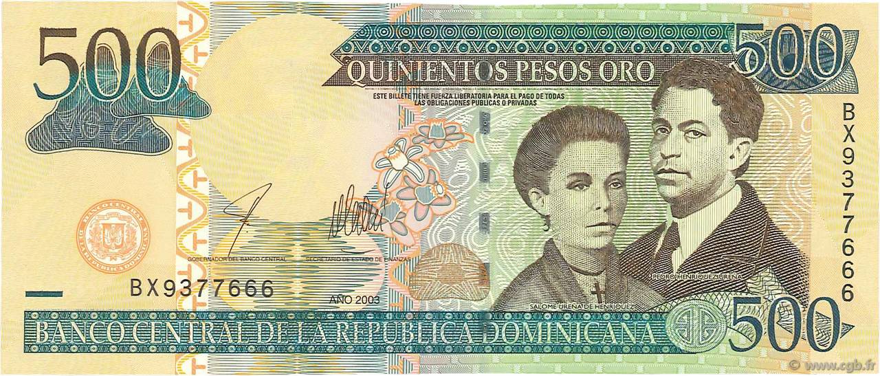 500 Pesos Oro RÉPUBLIQUE DOMINICAINE  2003 P.172b ST