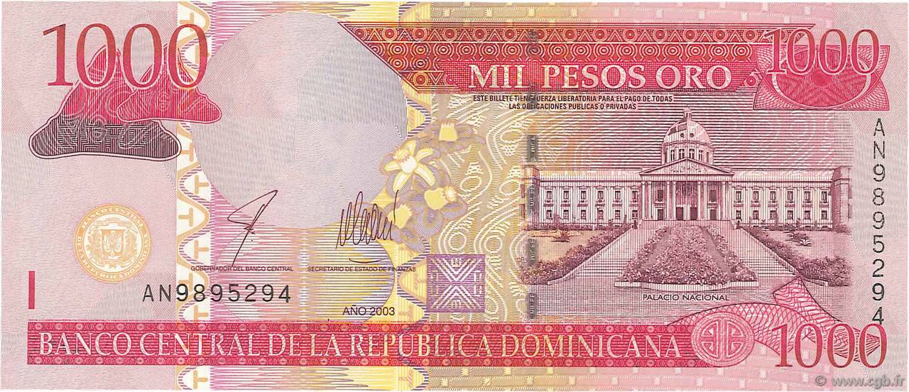 1000 Pesos Oro RÉPUBLIQUE DOMINICAINE  2003 P.173b FDC