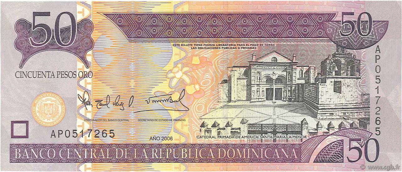 50 Pesos Oro RÉPUBLIQUE DOMINICAINE  2006 P.176a FDC