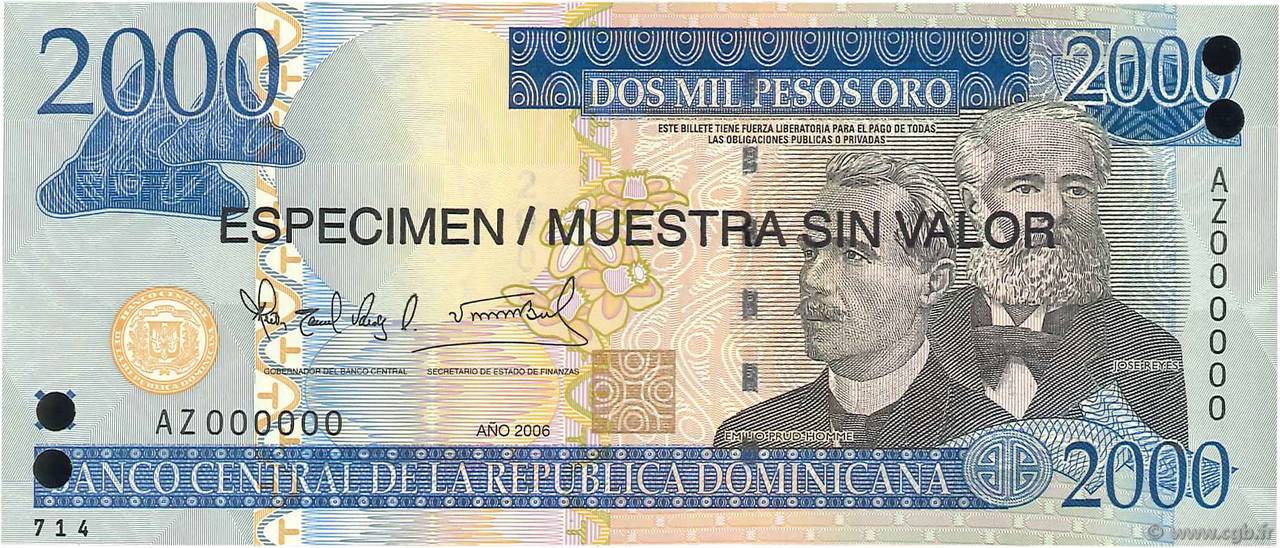 2000 Pesos Oro Spécimen DOMINICAN REPUBLIC  2006 P.181s1 UNC