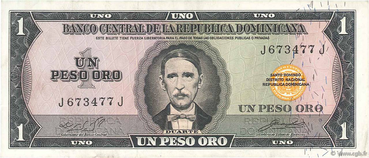 1 Peso Oro RÉPUBLIQUE DOMINICAINE  1964 P.099a TTB+