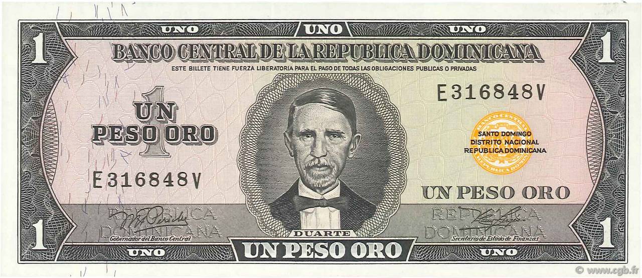 1 Peso Oro RÉPUBLIQUE DOMINICAINE  1977 P.108a SC+