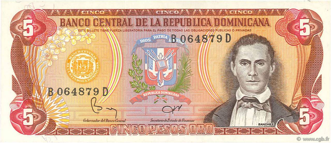 5 Pesos Oro RÉPUBLIQUE DOMINICAINE  1984 P.118c ST
