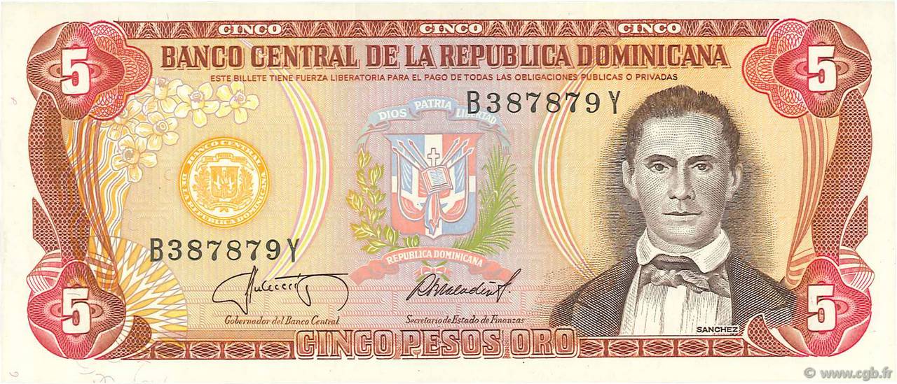 5 Pesos Oro RÉPUBLIQUE DOMINICAINE  1987 P.118c NEUF