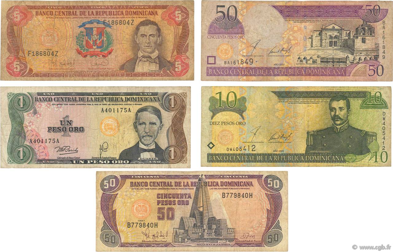 Lot de 5 billets RÉPUBLIQUE DOMINICAINE  1960 P.LOT SGE