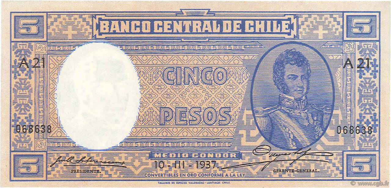 5 Pesos - 1/2 Condor CHILE
  1937 P.091c ST