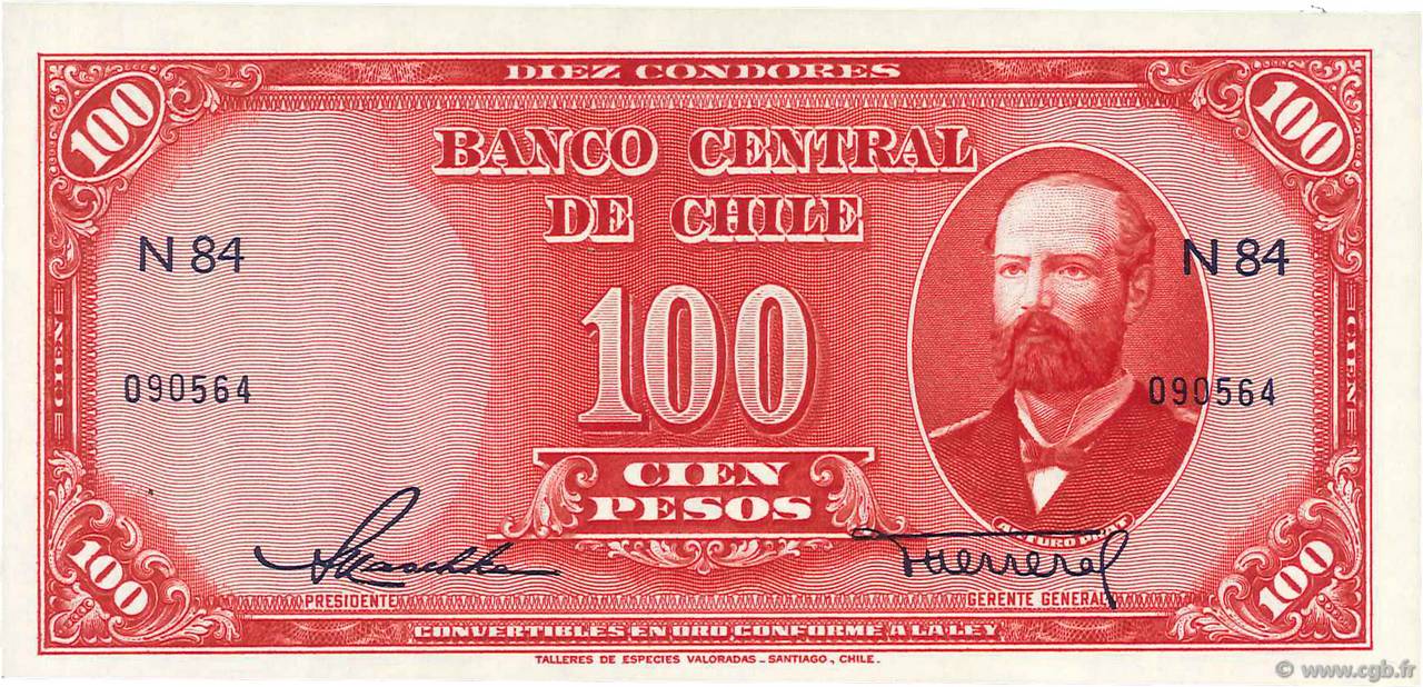 100 Pesos - 10 Condores CHILI  1947 P.114 NEUF
