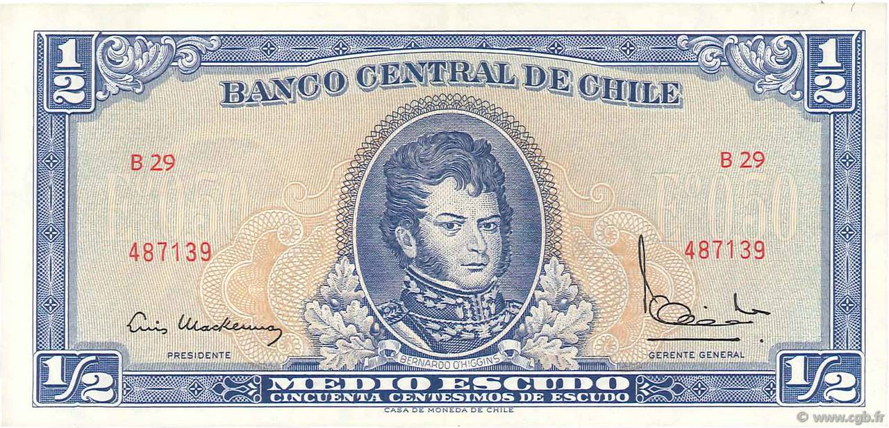 1/2 Escudo CHILE
  1962 P.134b VZ+