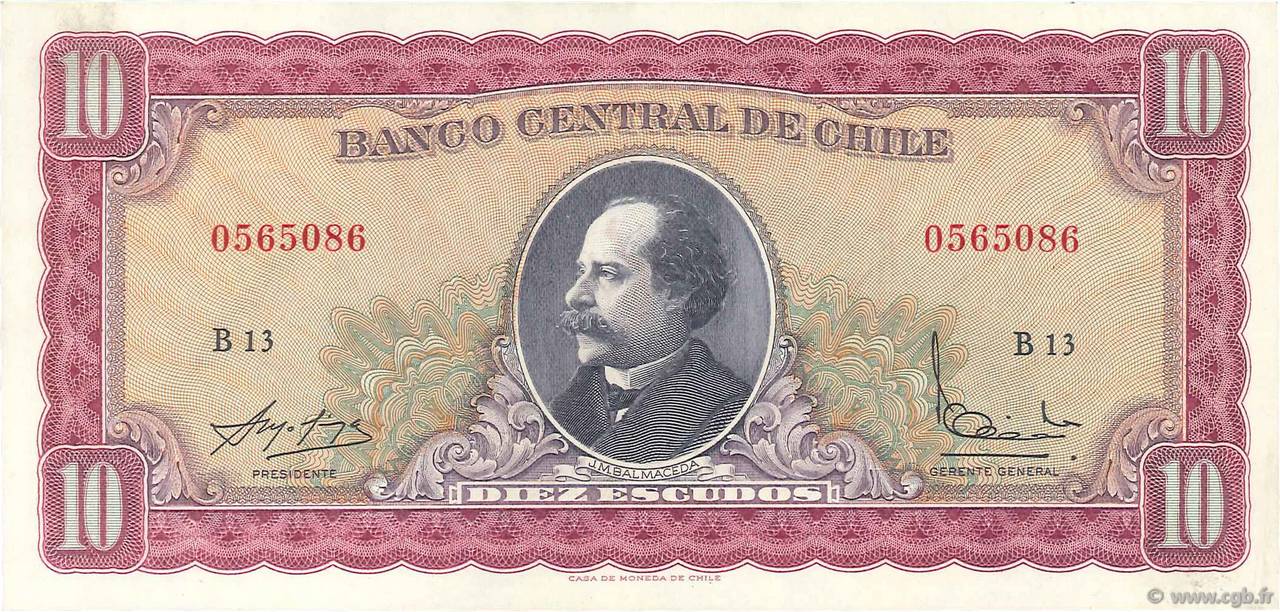 10 Escudos CHILE
  1964 P.139a VZ