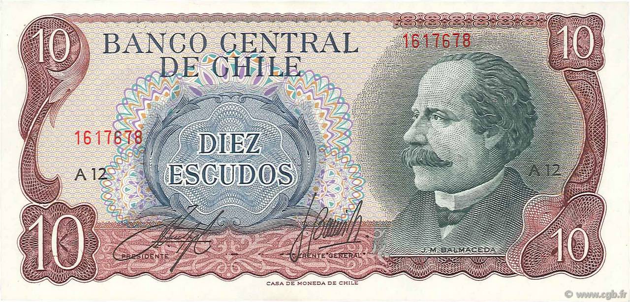 10 Escudos CHILE
  1970 P.142 SC+