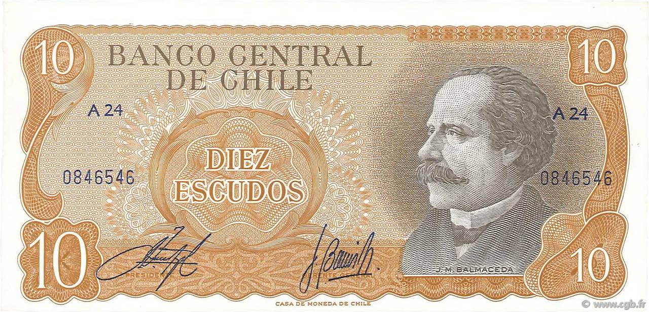 10 Escudos CHILE  1970 P.143 UNC