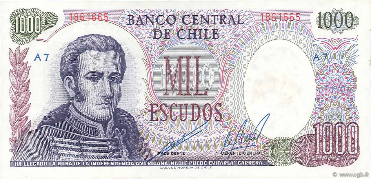1000 Escudos CHILE  1971 P.146 UNC