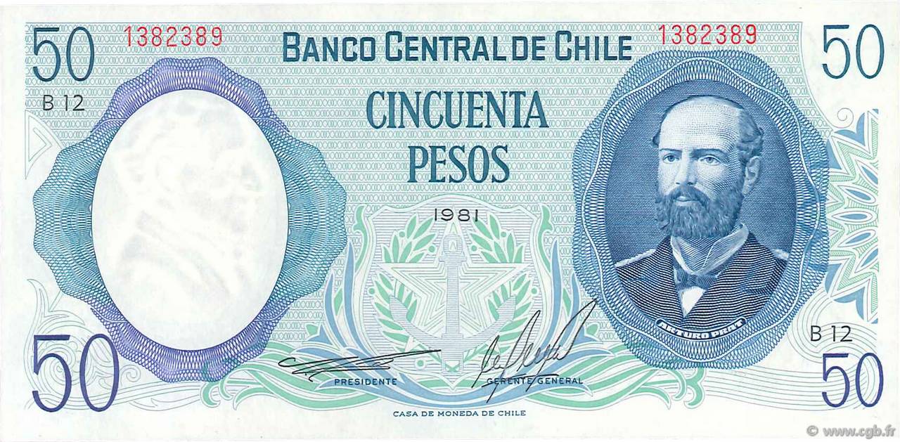 50 Pesos CILE  1981 P.151b q.FDC