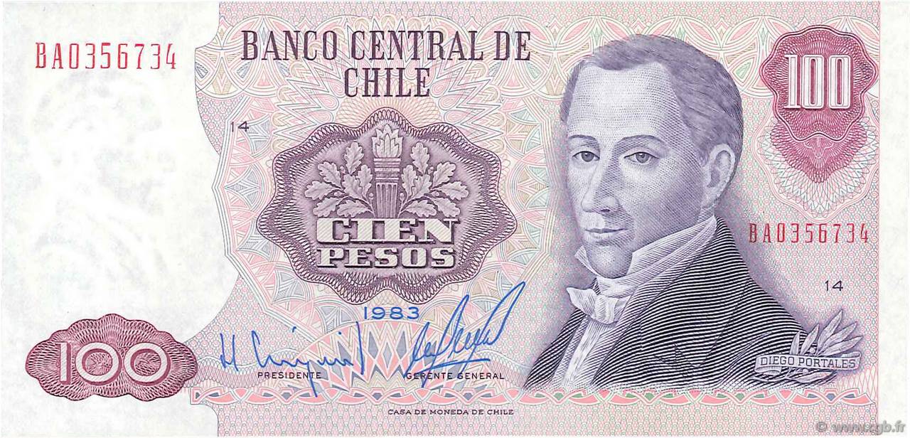 100 Pesos CHILE
  1981 P.152b fST+