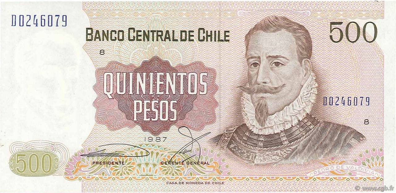 500 Pesos CHILE  1987 P.153b UNC-