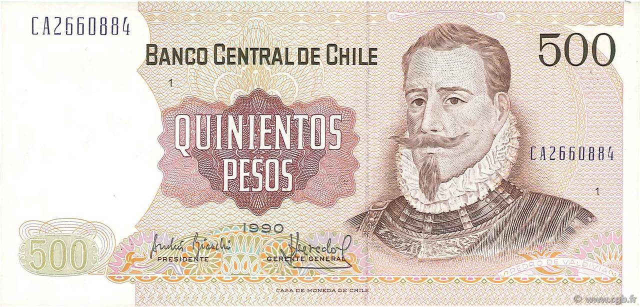 500 Pesos CHILE  1990 P.153b UNC