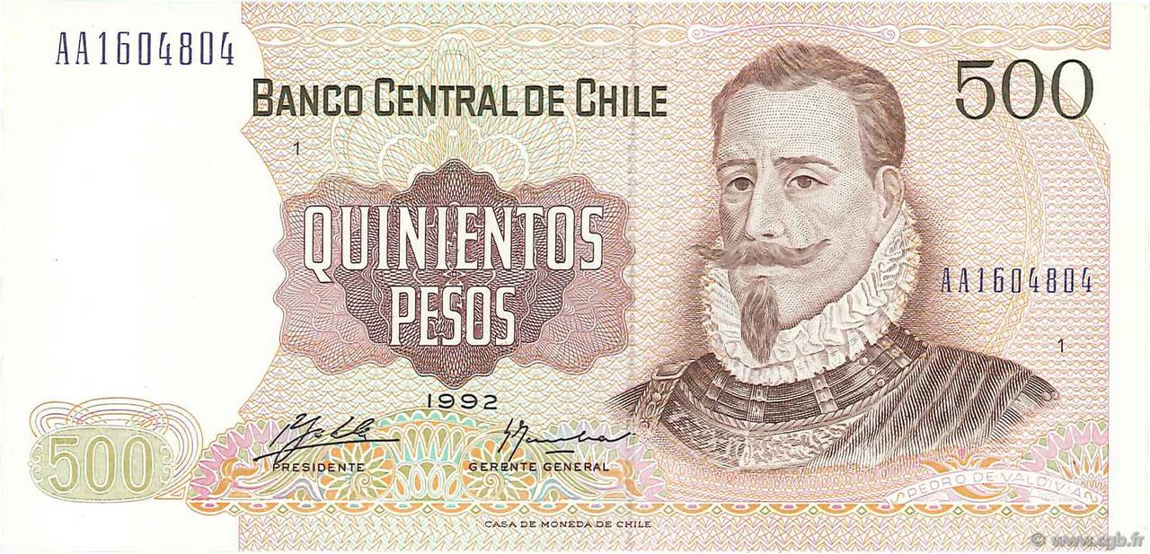 500 Pesos CHILE
  1992 P.153d ST