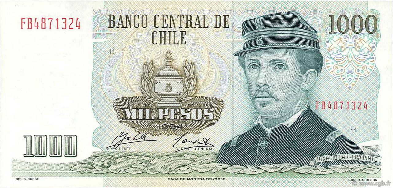 1000 Pesos CHILE  1994 P.154e UNC