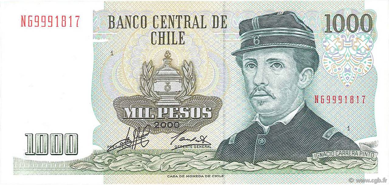 1000 Pesos CHILE  2000 P.154f UNC-