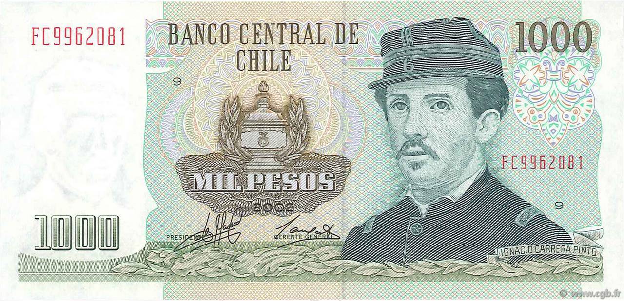 1000 Pesos CILE  2002 P.154f FDC
