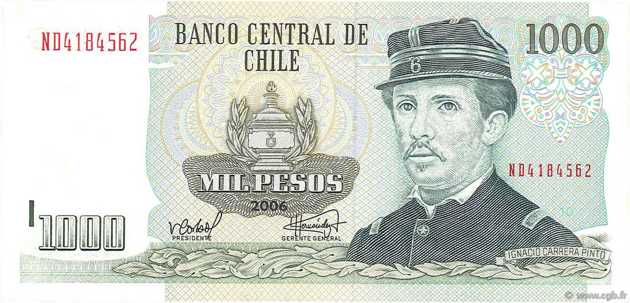 1000 Pesos CHILE  2006 P.154g UNC