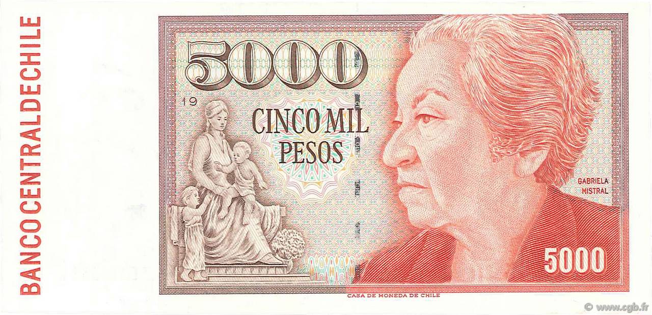 5000 Pesos CHILE  1997 P.155e UNC-