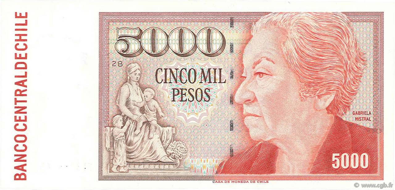 5000 Pesos CHILE  1998 P.155e UNC-