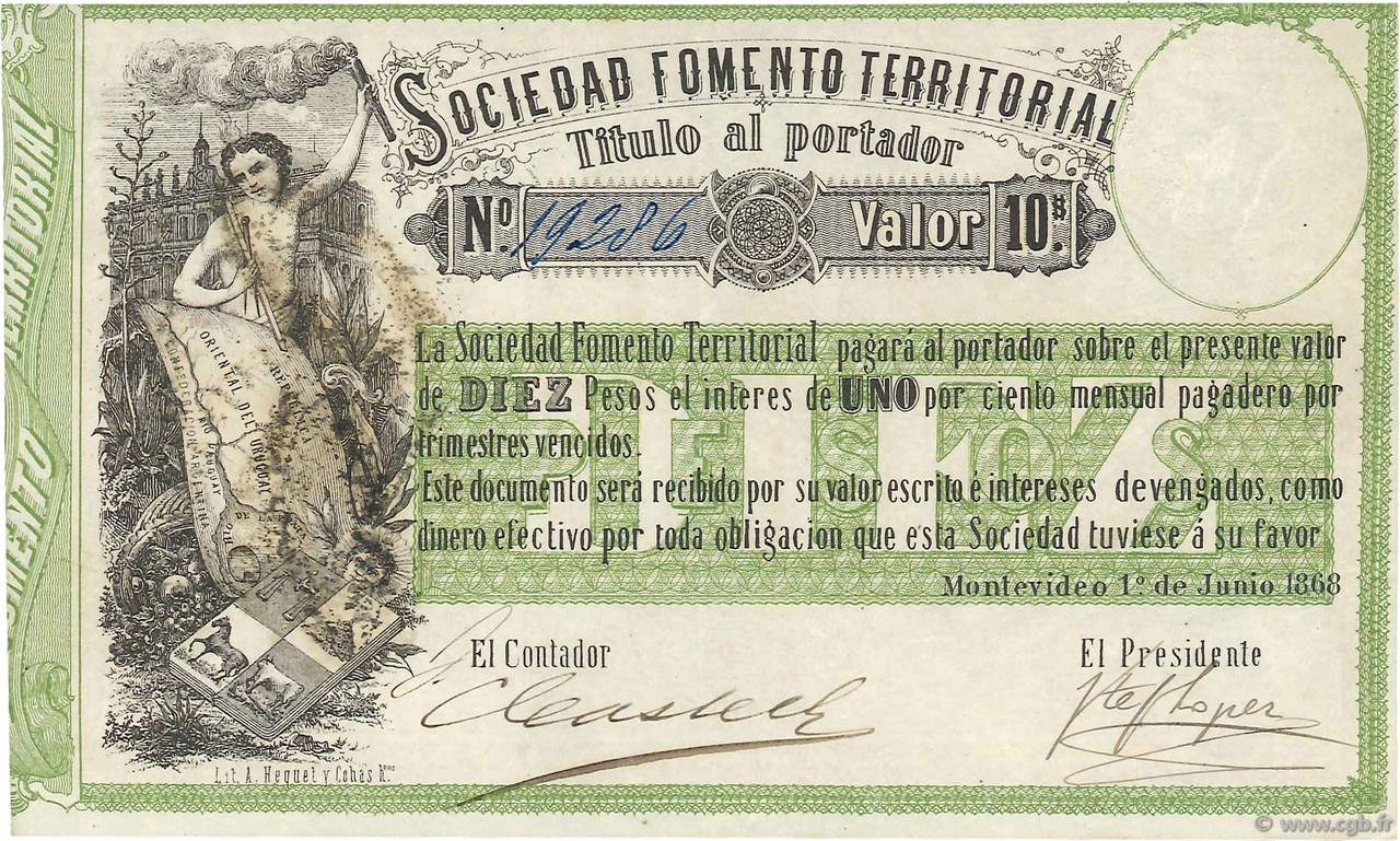10 Pesos Uruguay 1868 Ps 481 5 0440 Banknotes