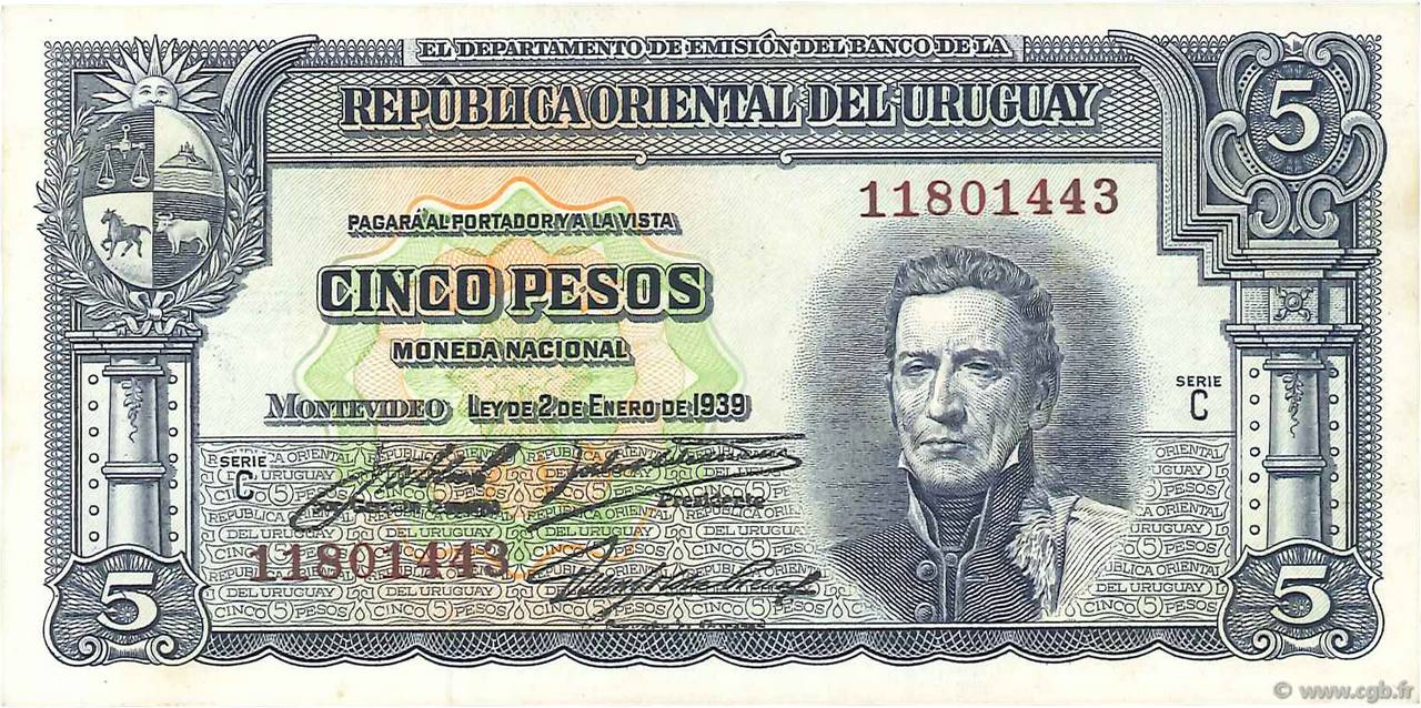 5 Pesos URUGUAY  1939 P.036b SC+