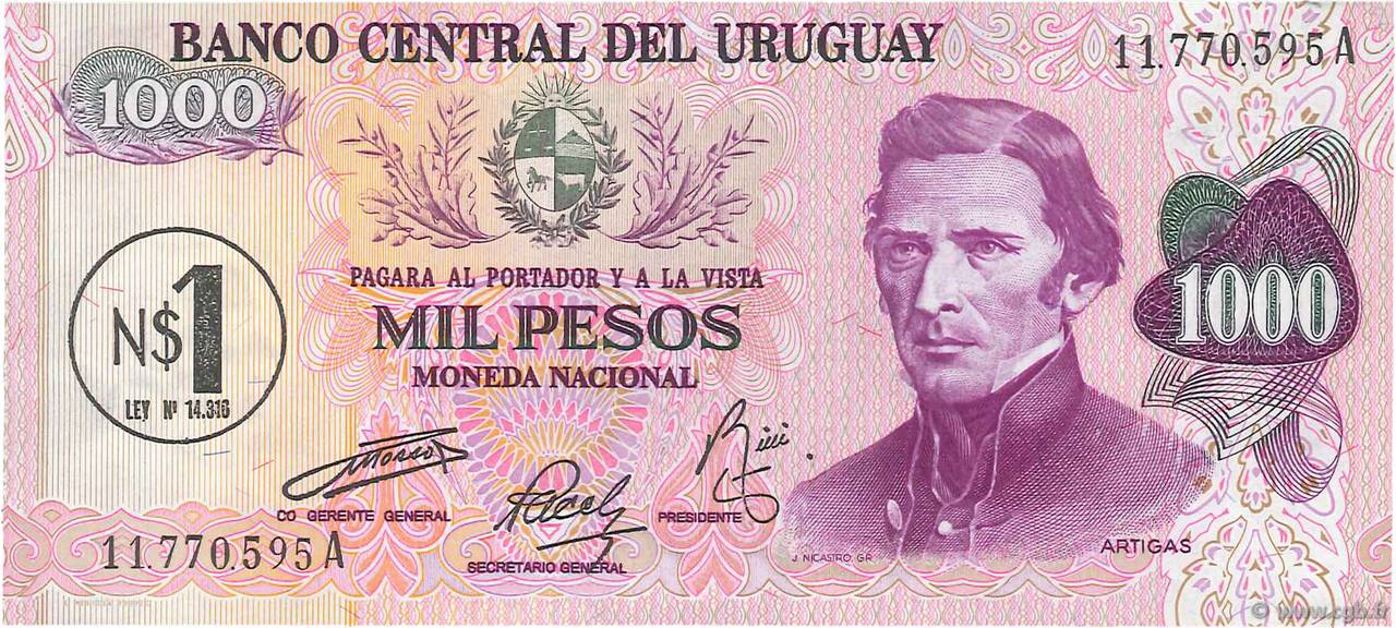 1 Nuevo Pesos sur 1000 Pesos URUGUAY  1975 P.056 UNC