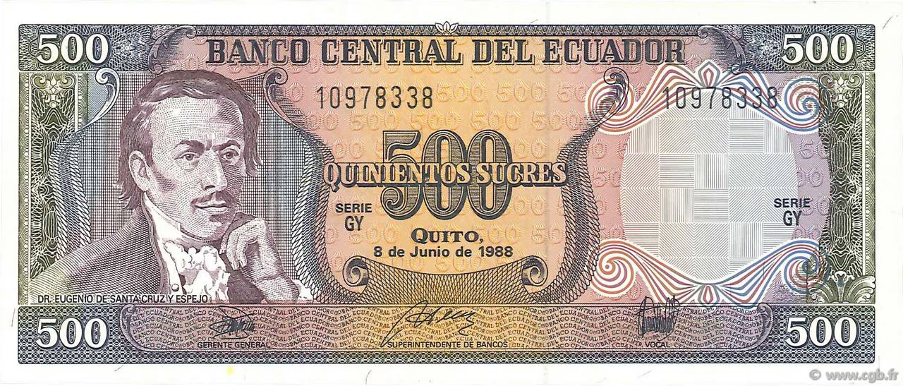 500 Sucres ECUADOR  1988 P.124Aa UNC