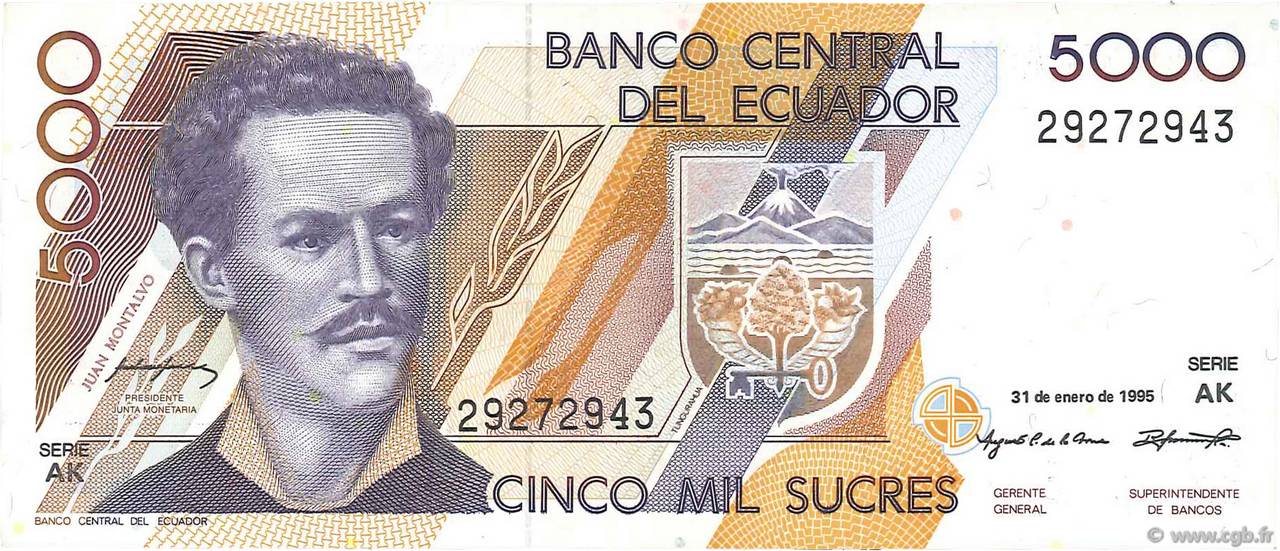 5000 Sucres ECUADOR  1995 P.128b EBC