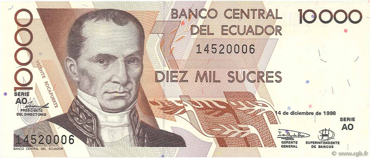 10000 Sucres ECUADOR  1998 P.127e UNC