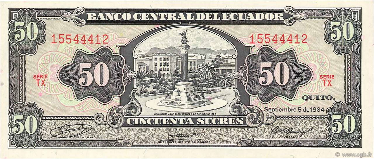 50 Sucres ECUADOR  1984 P.122a SC+