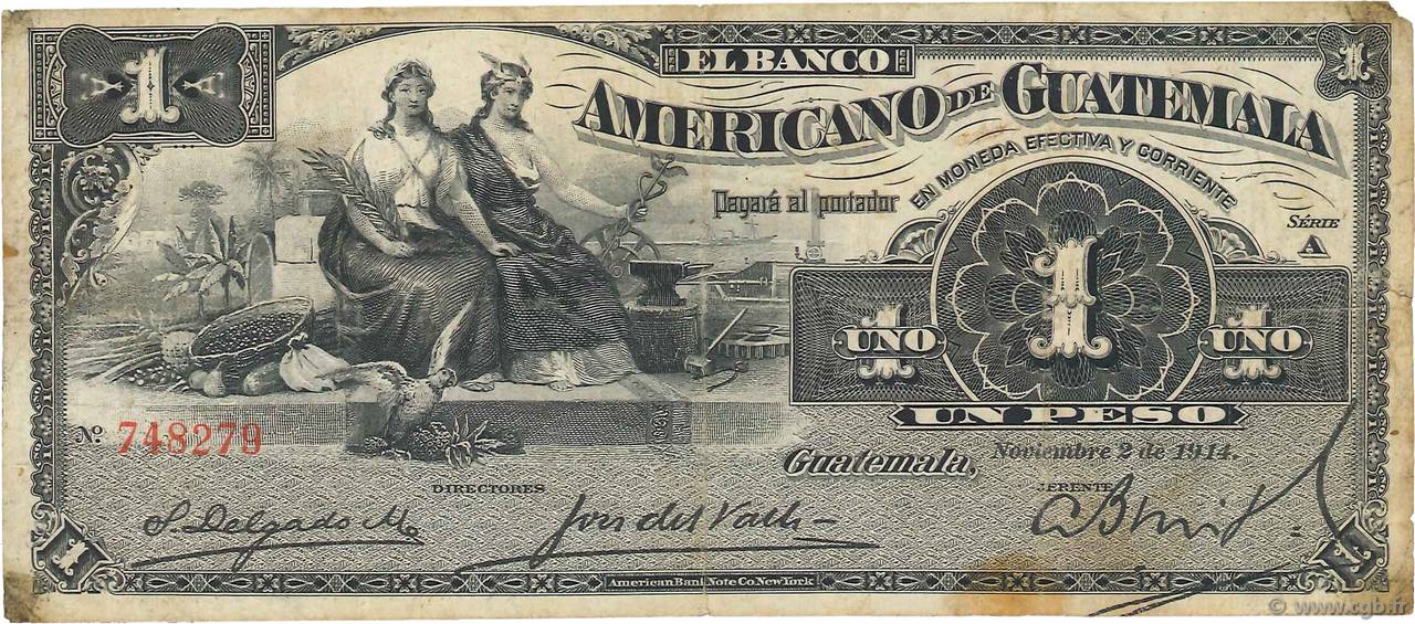 1 Peso GUATEMALA  1914 PS.111b q.BB