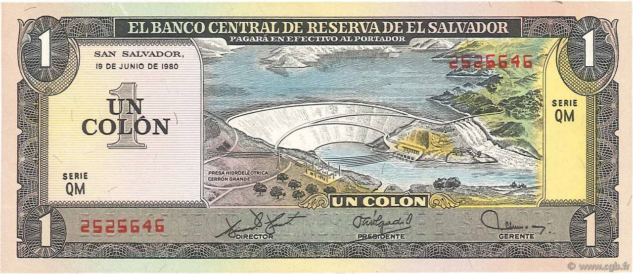 1 Colon EL SALVADOR  1979 P.125b VZ