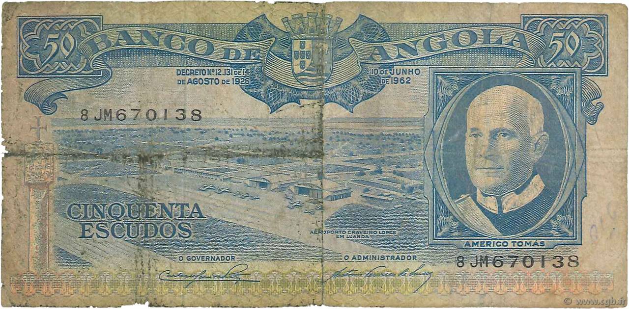 50 Escudos ANGOLA  1962 P.093 RC+
