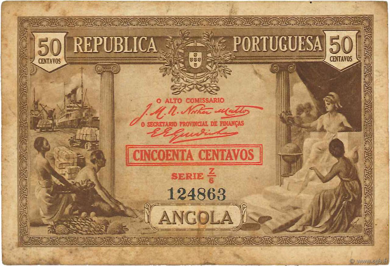 50 Centavos ANGOLA  1923 P.063 BC