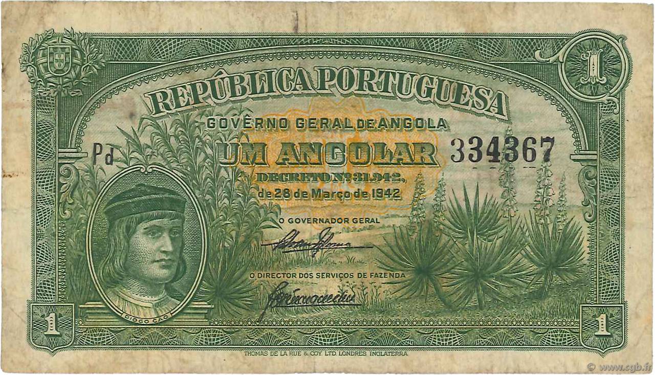 1 Angolar ANGOLA  1942 P.068 MB