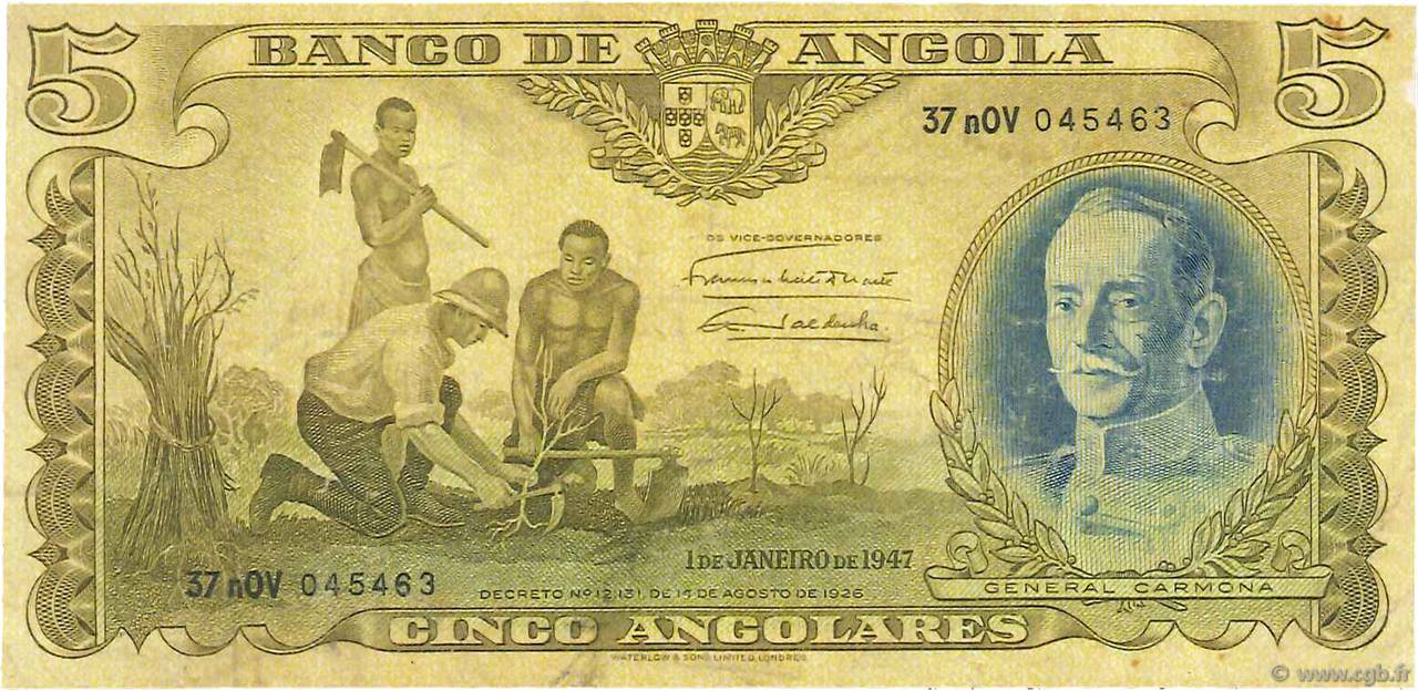 5 Angolares ANGOLA  1947 P.077 BC