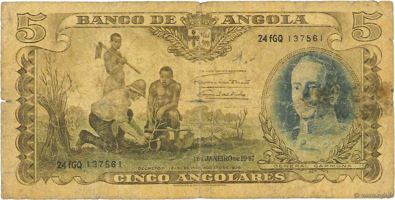 5 Angolares ANGOLA  1947 P.077 RC