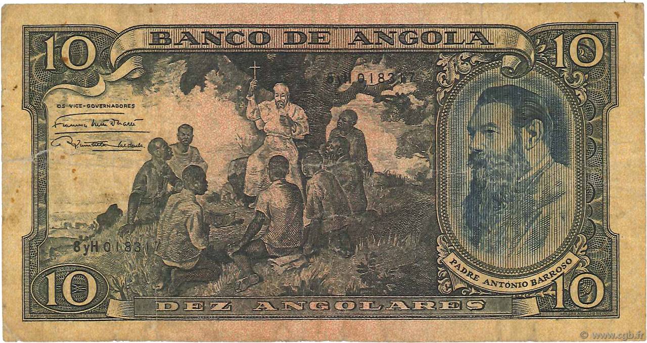 10 Angolares ANGOLA  1946 P.078 q.MB